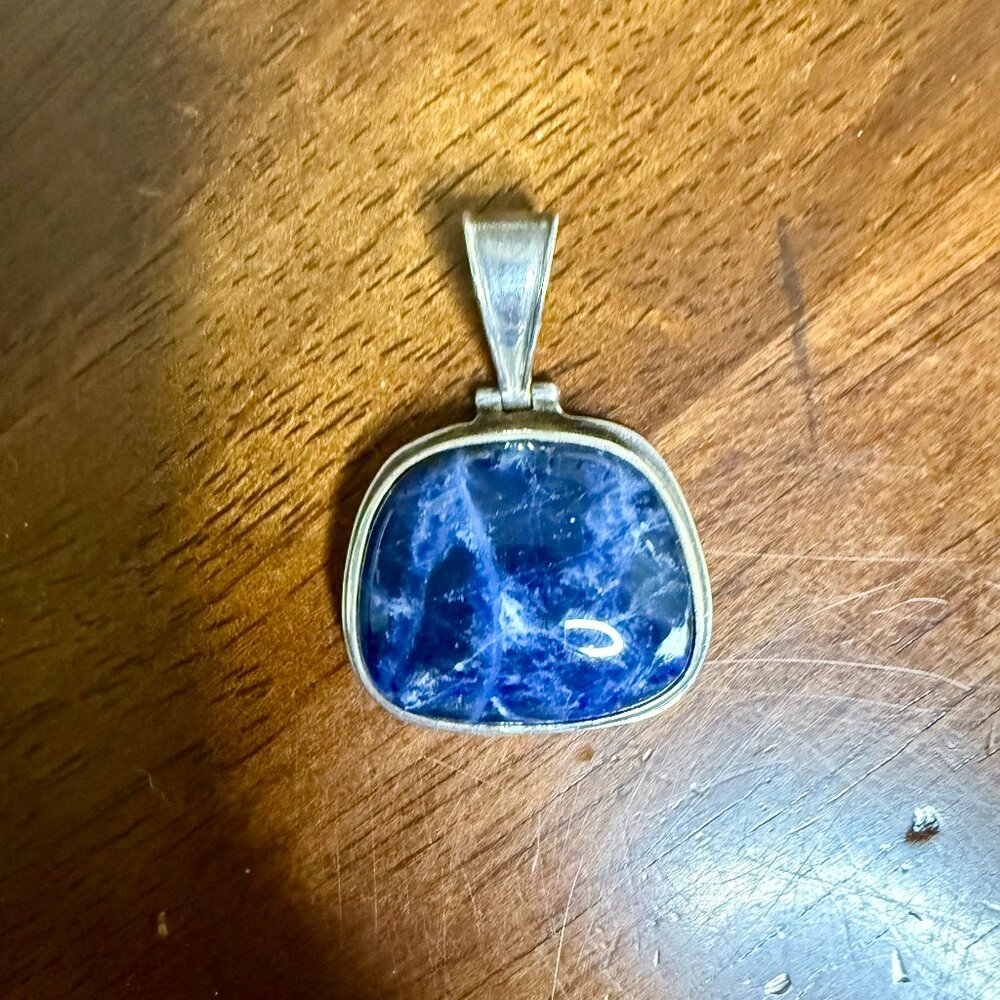 Retired Silpada Sterling Silver Pendant, Solid 925 Silver W/ Large Lapis Lazuli